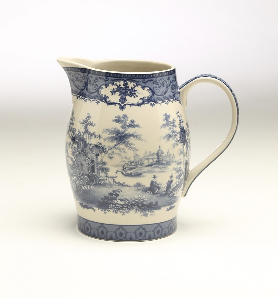 AAI Medium Porcelain Pitcher, Blue and Cream