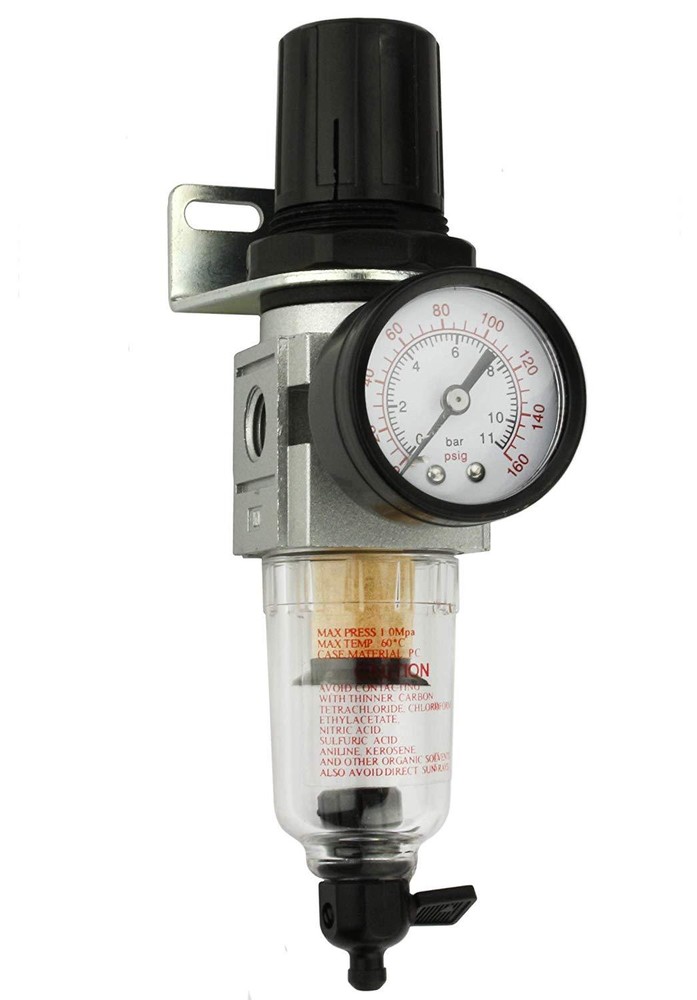 1/4" MINI AIR PRESSURE REGULATOR PARTICULATE FILTER WATER TRAP COMBO COMPRESSOR