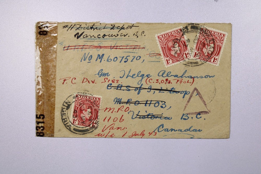 Nigeria 1943 Censor Cover to Canada / Several Marks - L38457