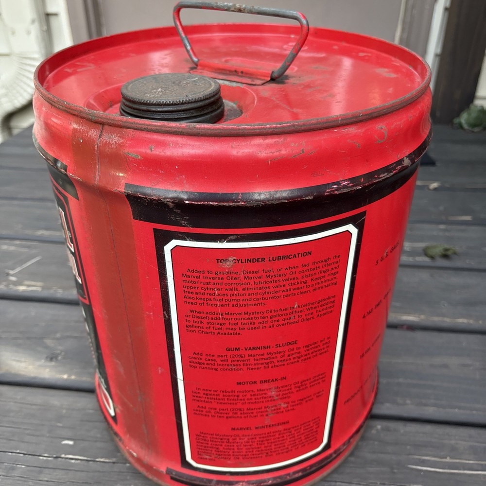 Marvel Mystery 5 Gallon Oil Can Empty Vintage