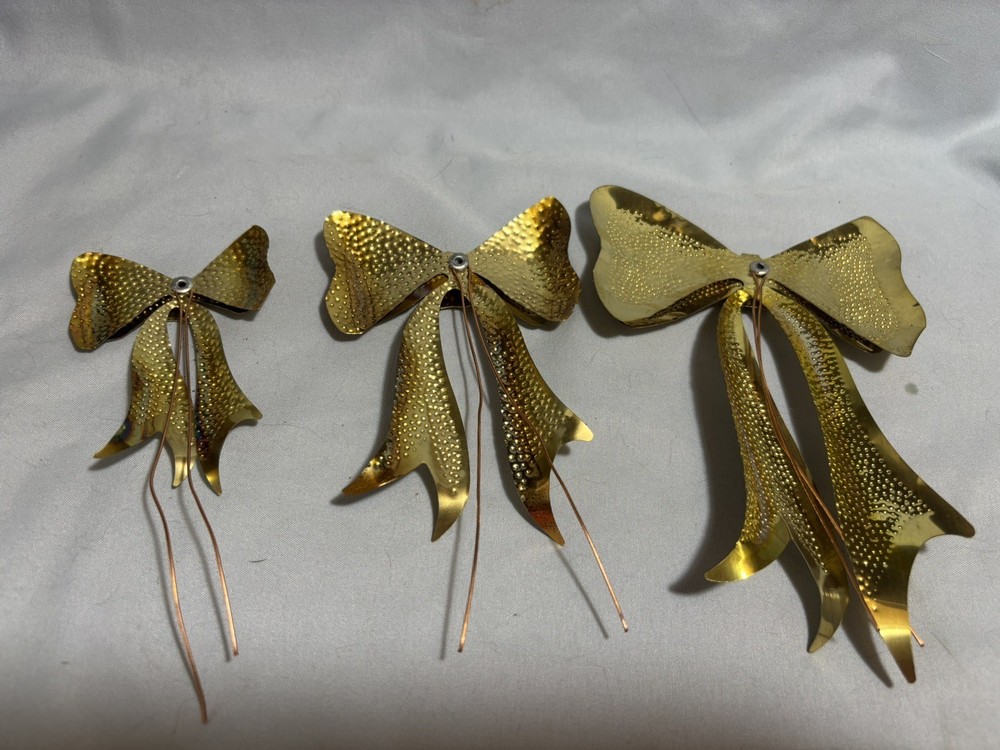 3 Tin Metal Decorative Gift Package Bows