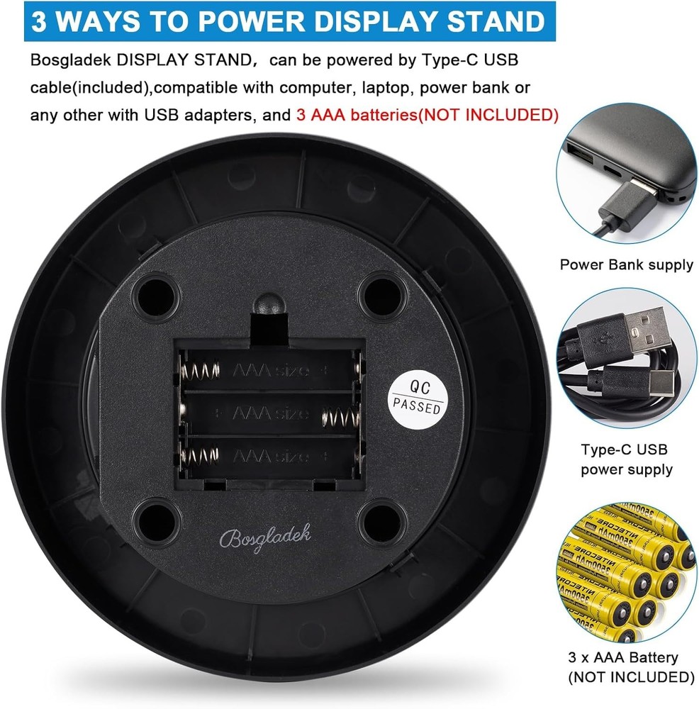 360° Electric Rotating Platform with Type-C Cable 6.3in / 15lb Motorized Display