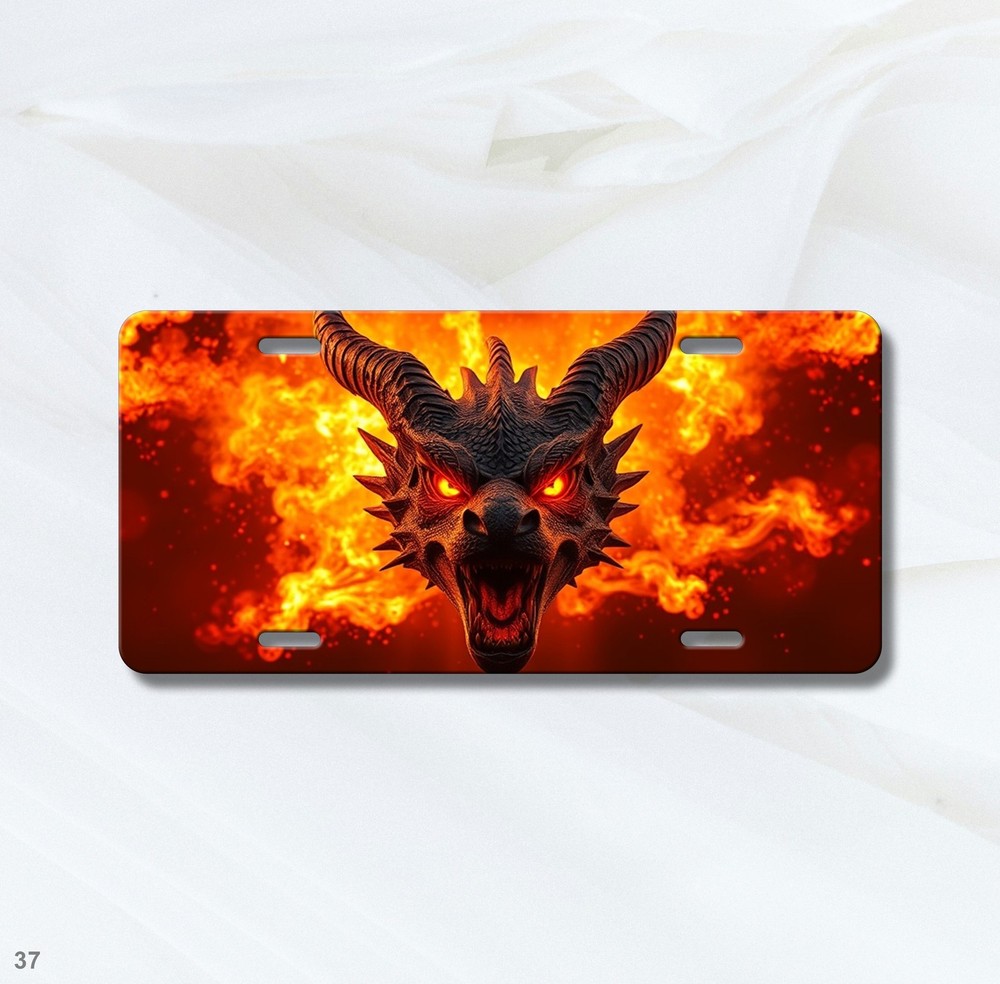 Dragon License Plate Elemental Dragon Visual Art Add Your Name Gift Idea