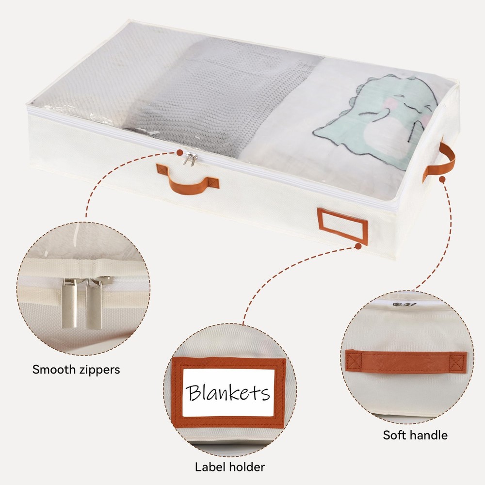 Under Bed Storage Containers, 2 Pack Underbed Storage Box, Closet Organizers ...