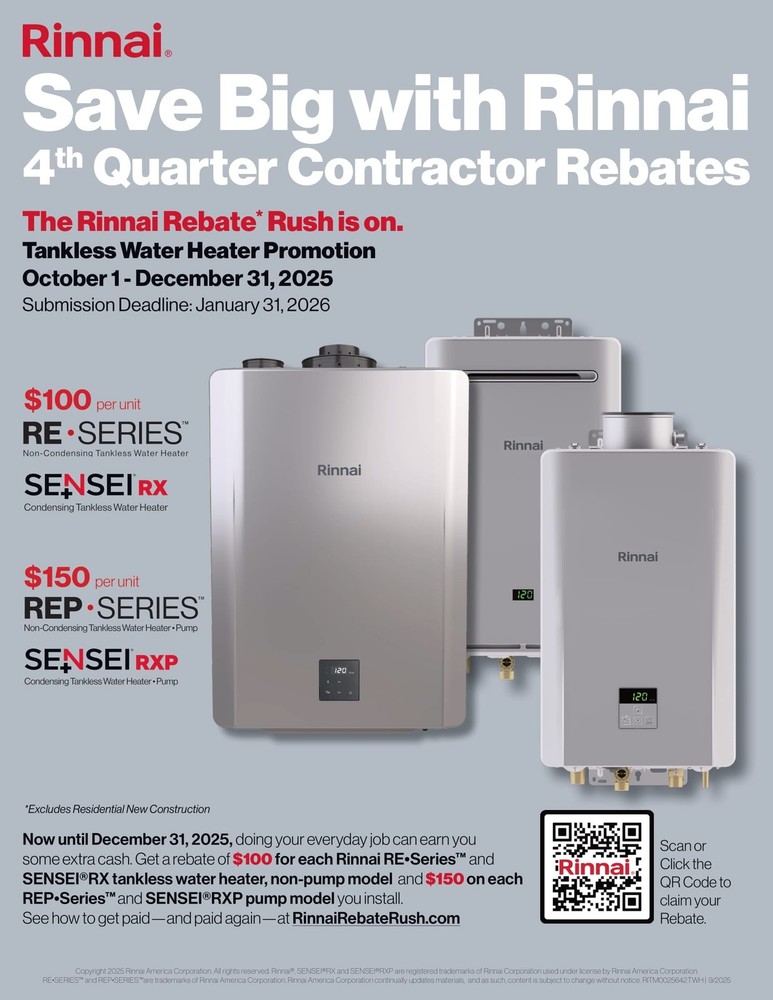 Rinnai REP199IN Internal Tankless Water Heater 199k Btu 7.9 gpm max - Box Damage