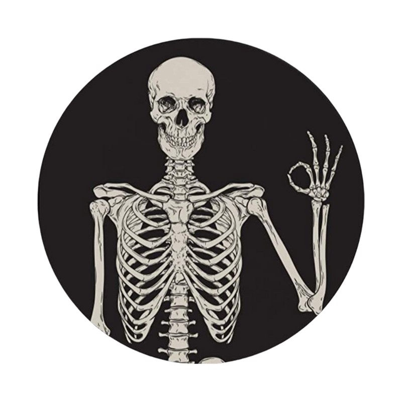 6Pcs Skeleton Skull Pattern Coasters Ceramic Stone Round Cup Mats Table Coaster