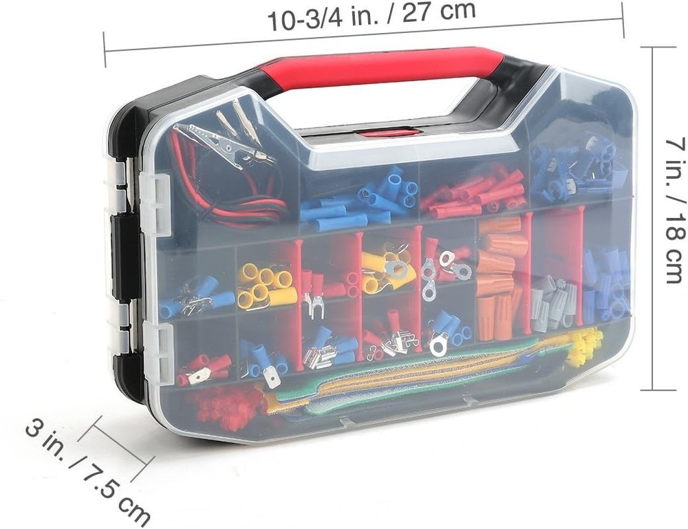 Comprehensive Electrical Kit with 582 Terminals, Connectors and Wire Stripper