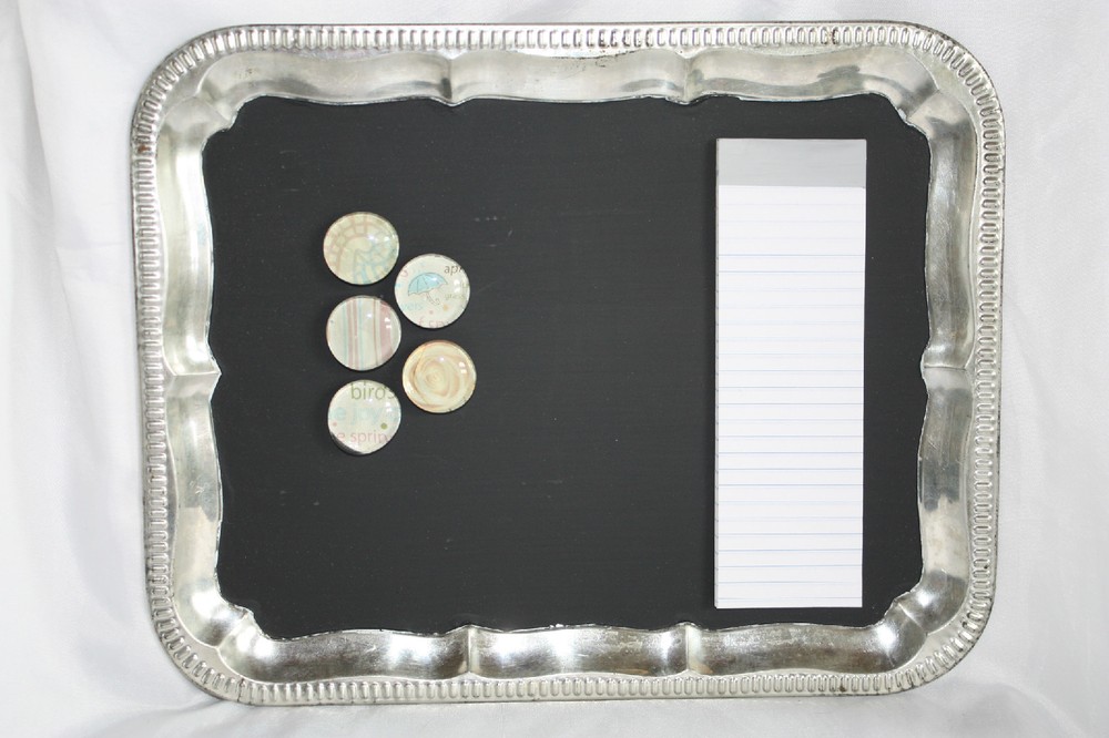 Repurposed Message Center Chalkboard Includes Magnets & Magnetic Notepad