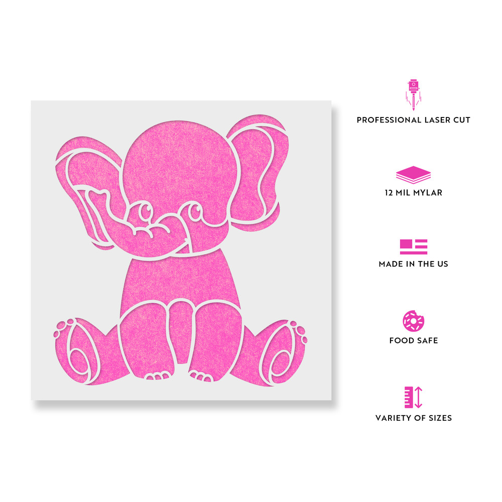 Baby Elephant Stencil - Durable & Reusable Mylar Stencils