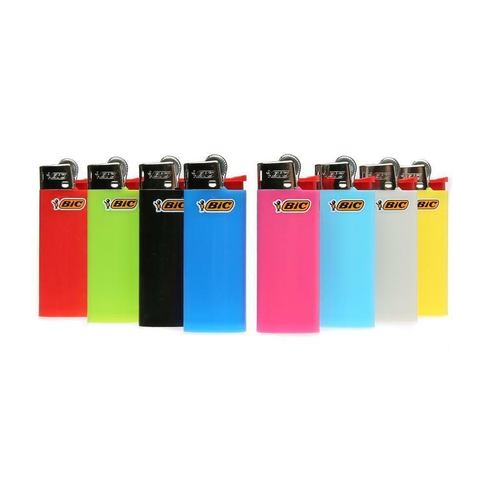 BIC Small Mini Solid - 12 Lighters - Long Last - Assorted Pink Blue Green Black