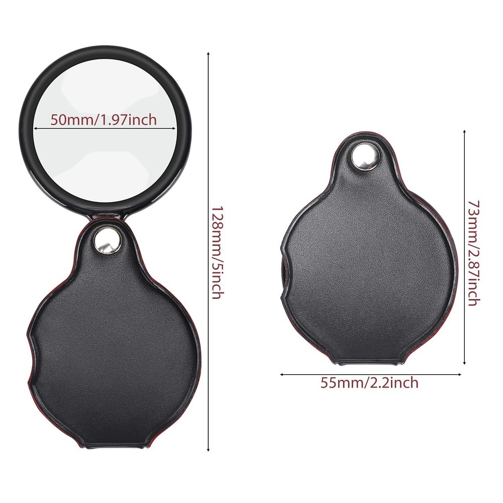 6 Pack 10X Foldable Magnifying Glass with Rotating Protective Cover for Reading
