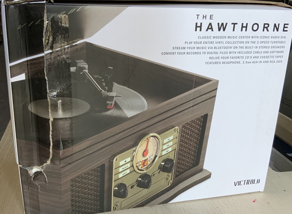 🍎 Victrola The HAWTHORNE Record Player W/Bluetooth Speaker Open Box‼️