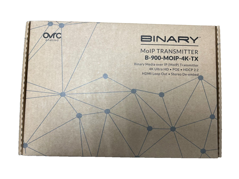 BINARY 900 Series 4K Media over IP Transmitter:  B-900-MOIP-4K-TX