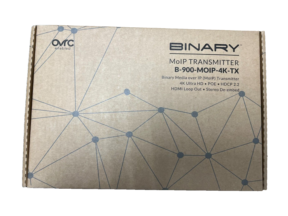 BINARY 900 Series 4K Media over IP Transmitter: B-900-MOIP-4K-TX
