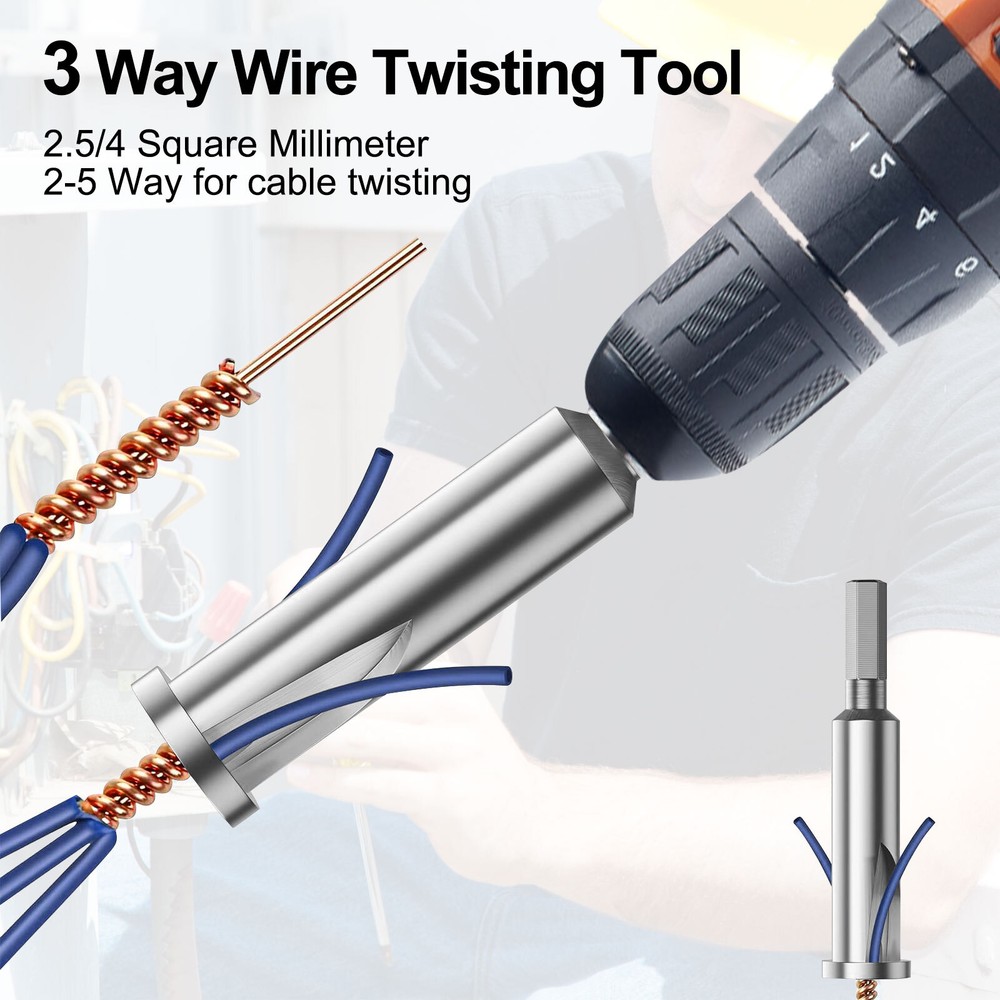 3 Way/ 5 Way Wire Stripper 6mm Hex Shank Wire Twisting Tool for Electrical Drill
