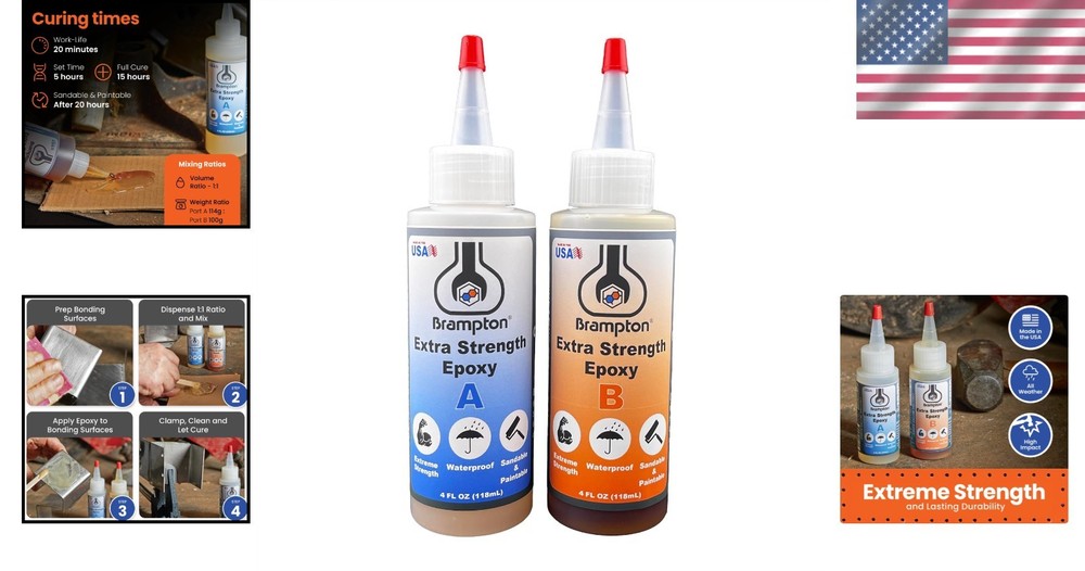 Brampton Impact-Resistant 2-Part Epoxy - 20 Min Work Life, Multi-Surface Use