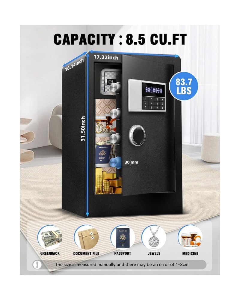 8.5 Cu Ft Super Large Fireproof Waterproof Safe Box for Office Document- HIDD...