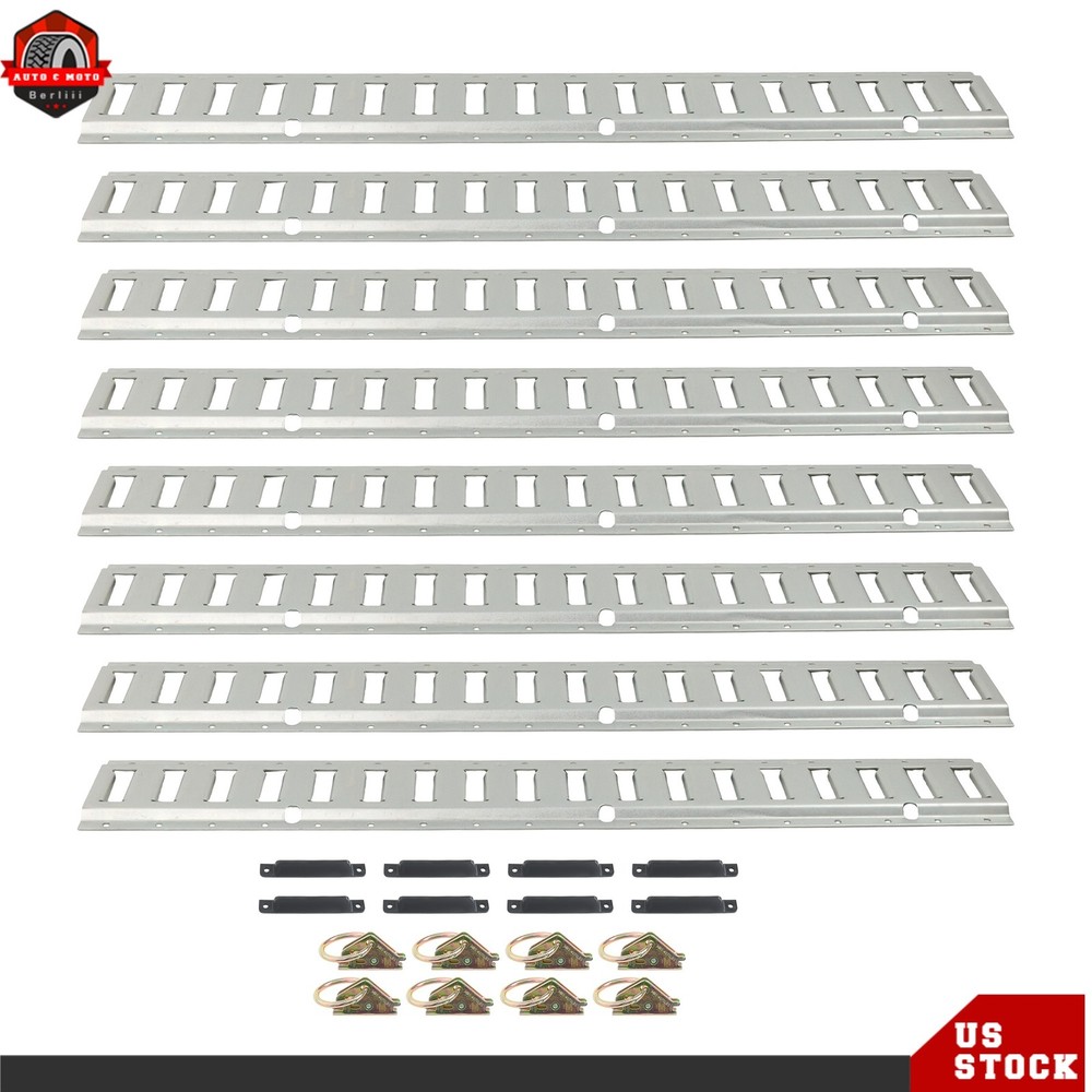 24 Pack 3' E Track Tie Down Rail Kit Silver Galvanized Steel Secure Cargo New