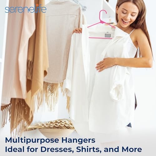 SereneLife 20-Pack Plastic Hangers (Pink)