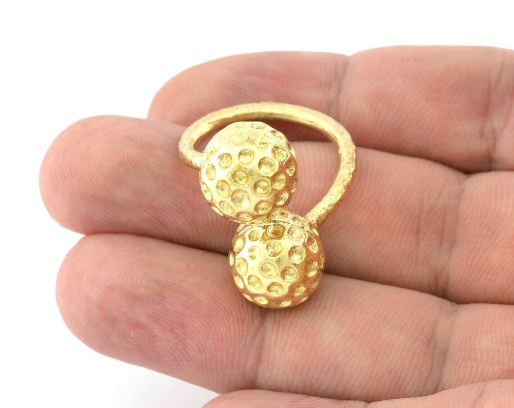 Golf Balls Ring, Wrap Adjustable Ring , Raw Brass (8US) 5208