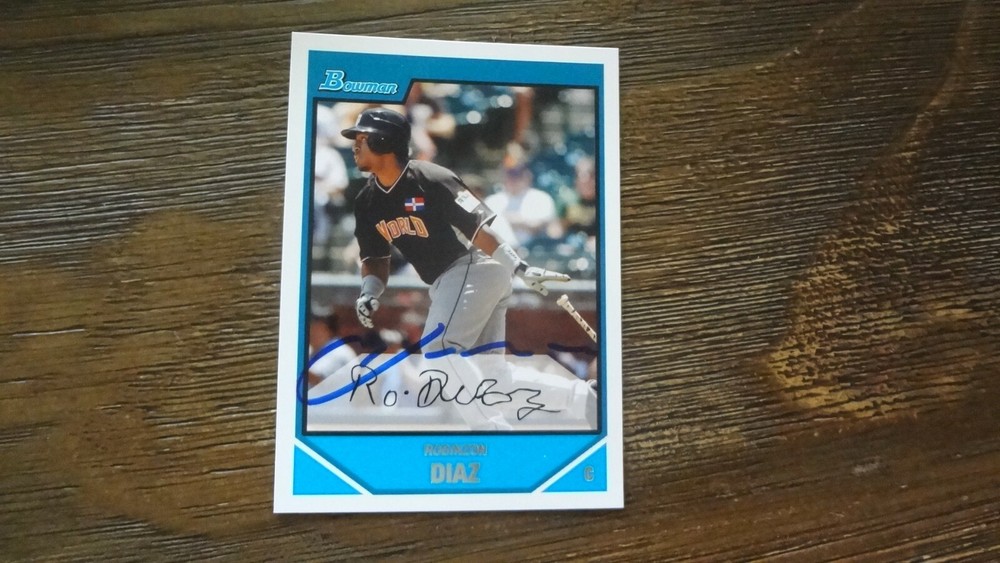 2007 BOWMAN ROBINZON DIAZ  AUTOGRAPHED BASEBALL CARD
