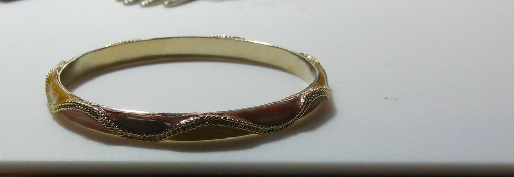 Gold Plated Swirl Enamel Bangle Bracelet
