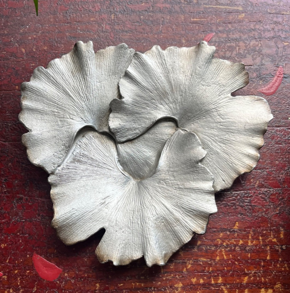 Gingko Leaf Cast Metal Dish by Michael Michaud Table Art Inc