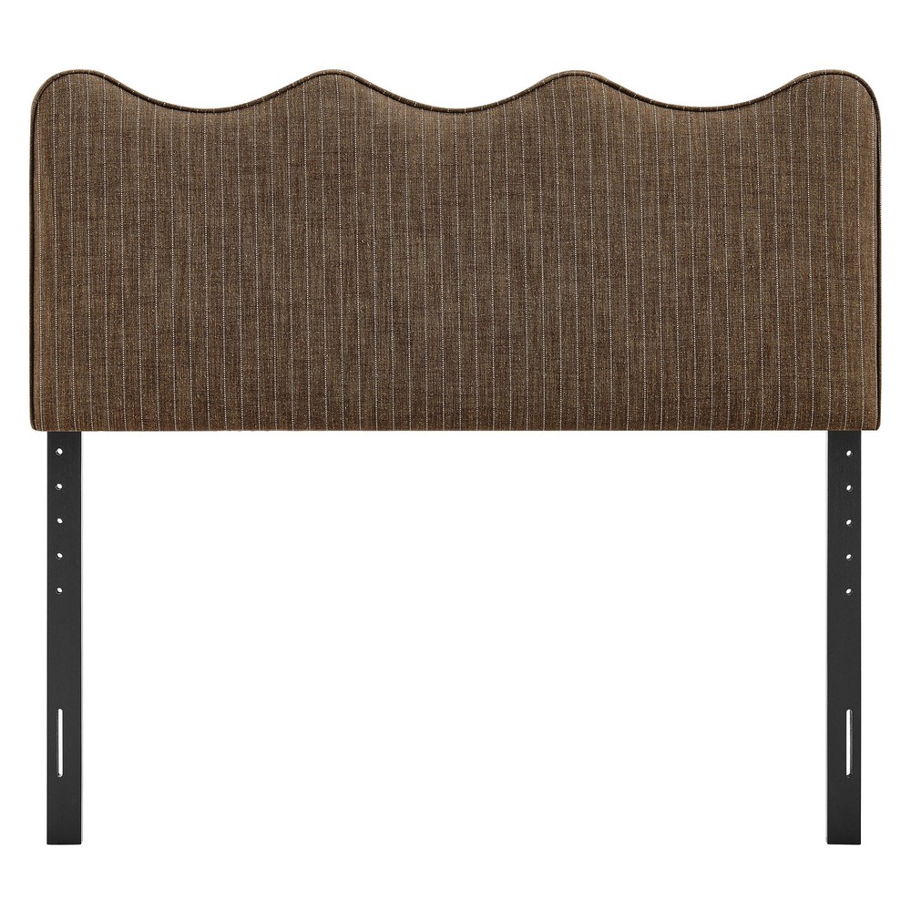 Athena Striped Fabric Upholstered Queen Size Headboard in Earth Stripe