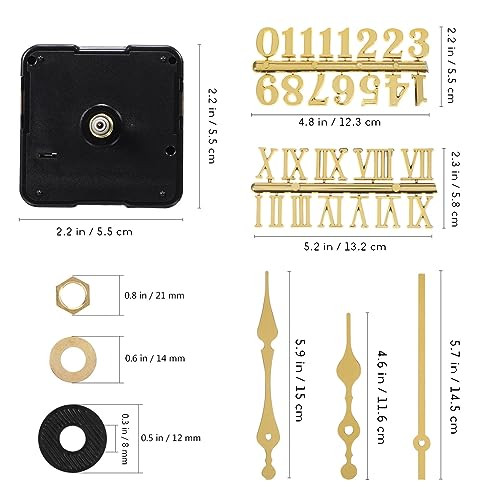 4Pcs Quartz Clock Mechanism Kit, Clock Numerals Kit, Quartz Clock Movement