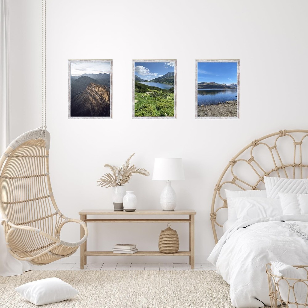 12x17 Picture Frame Rustic White for Wall Hanging, Wall Mounting Horizontally...