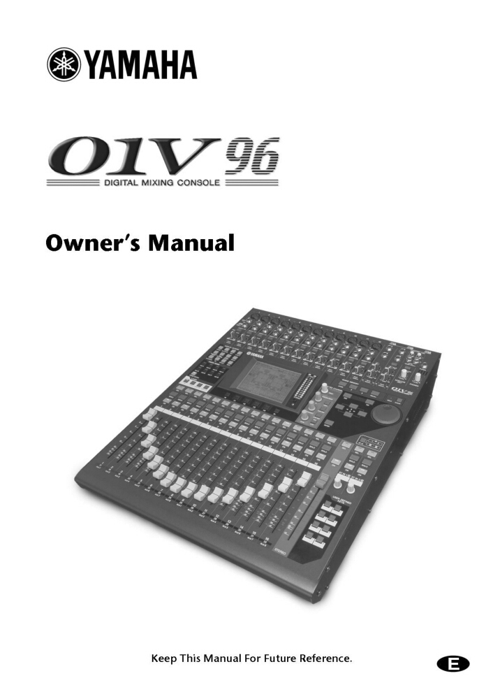 Yamaha 01V96 Mixing Console Owners Manual