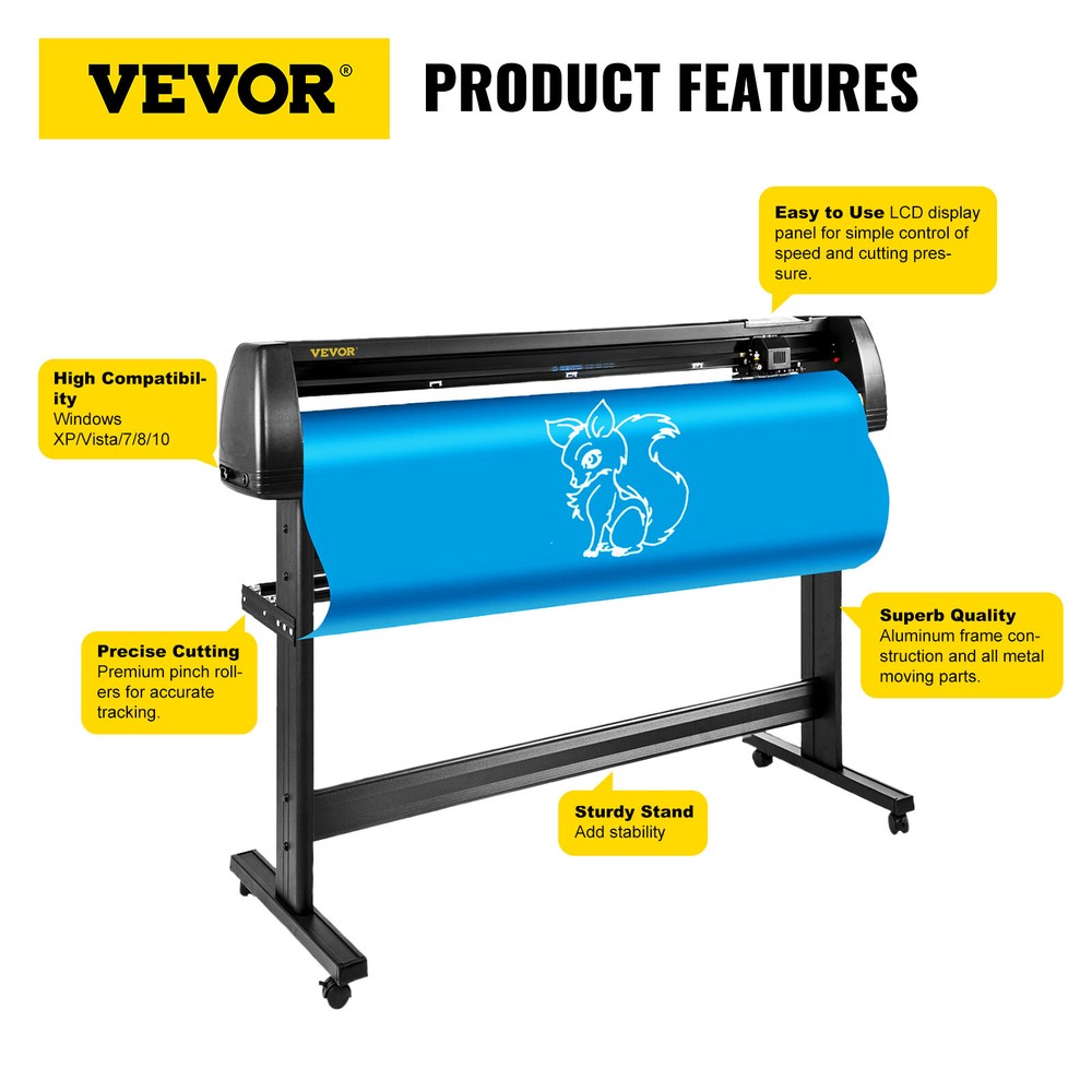 VEVOR 53" Vinyl Cutter Plotter Sign Cutting Machine Software 3 Blades LCD Screen