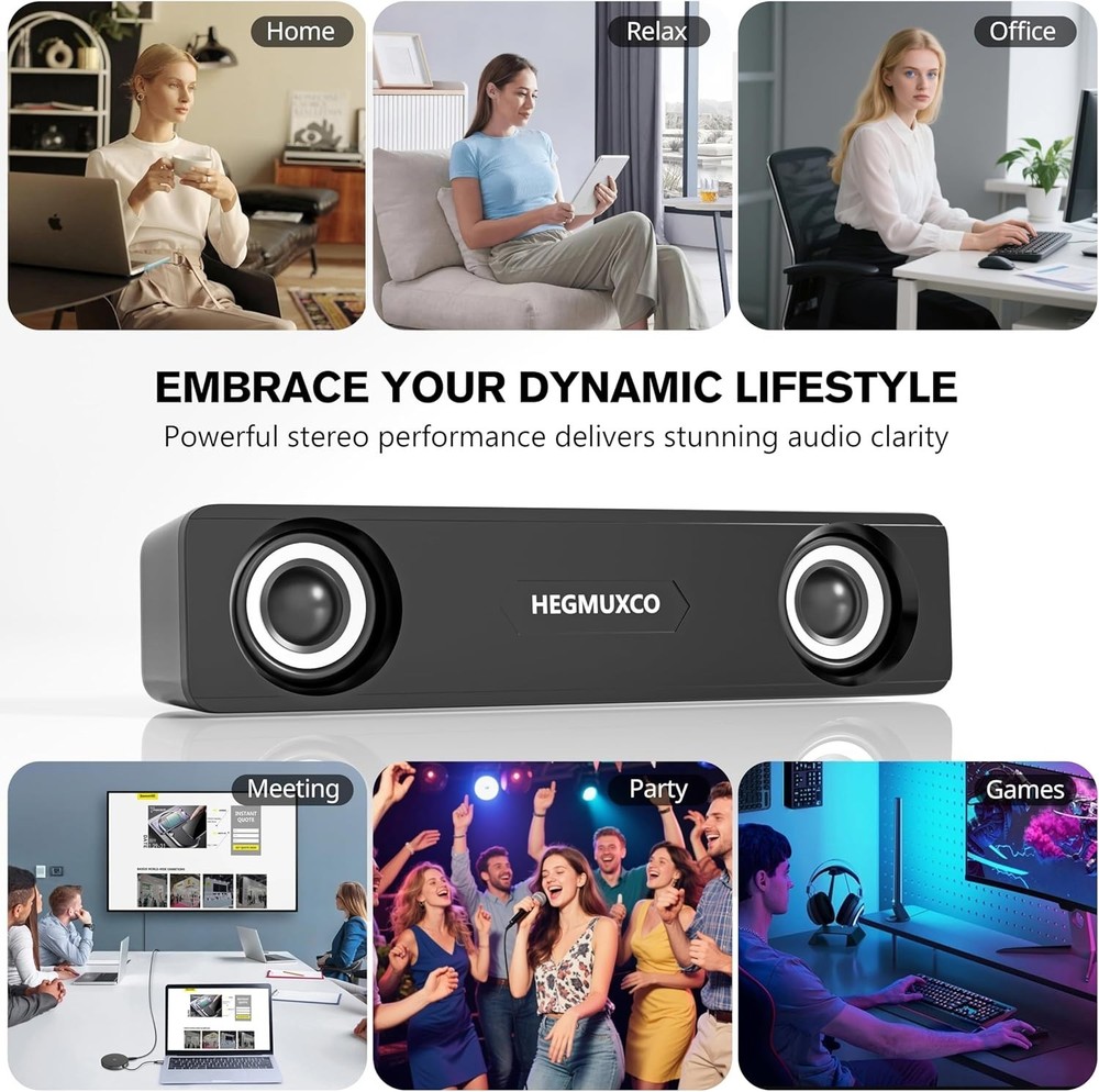 Computer Speakers for Desktop PC - 10W Wired Stereo Speakers with Volume Control