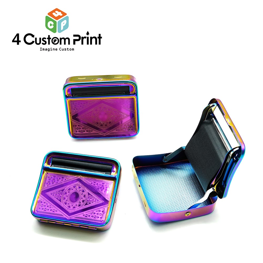 Iridescent Tobacco Rolling Machine - 70mm Cigarette Roller Case for Automatic