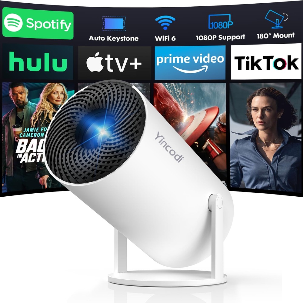 [Built-in Apps] Mini Projector with WiFi and Bluetooth, Native 1080P Portable...