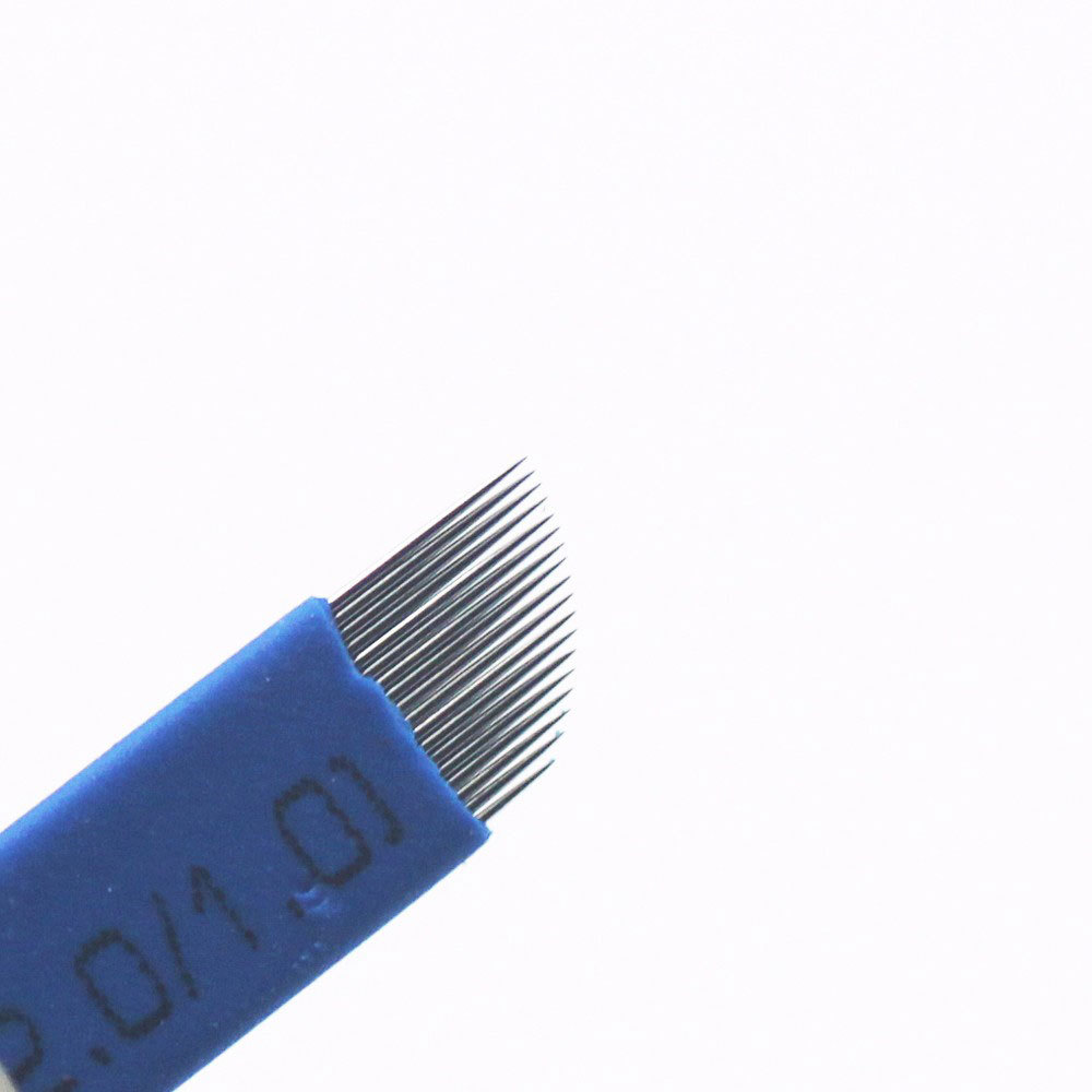 18 Pins Needles Permanent Makeup Eyebrow Tattoo 3D Microblading Bevel Blades