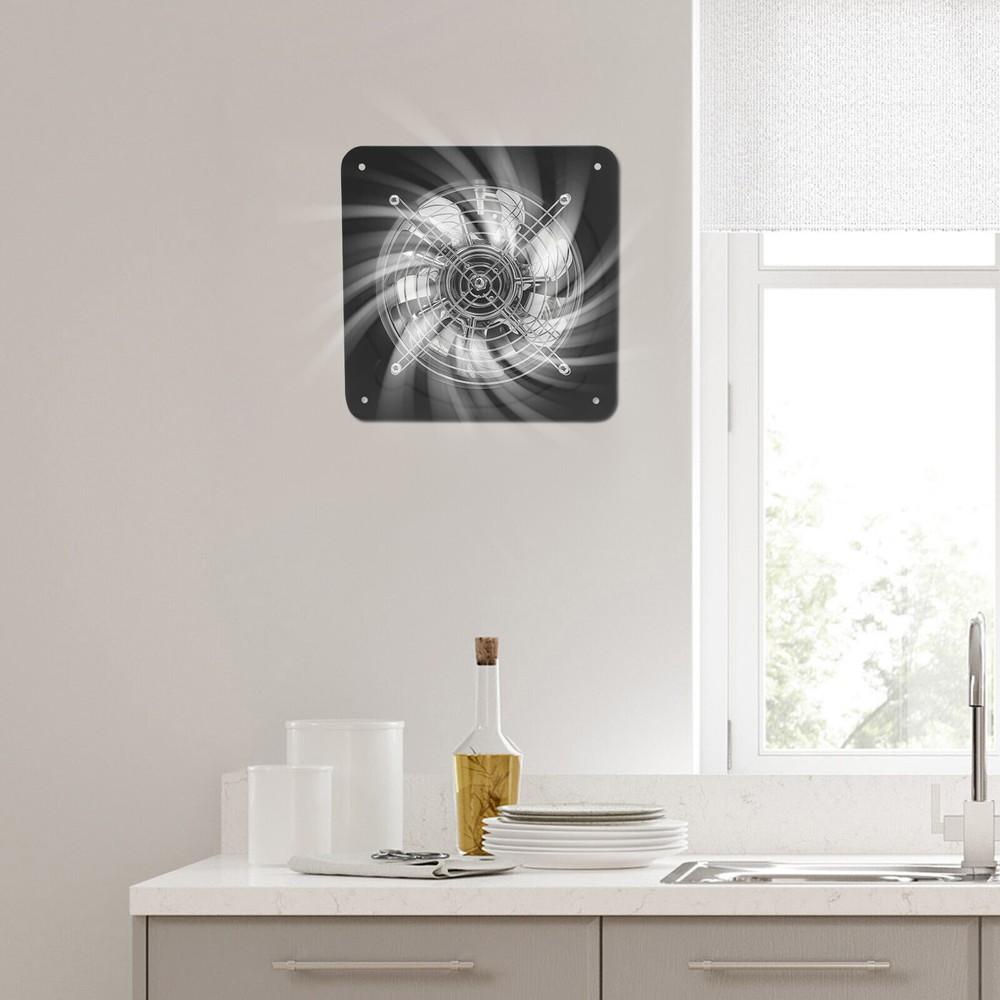 8" Wall-Mounted Exhaust Fan with Backdraft Damper for Kitchen Ventilation