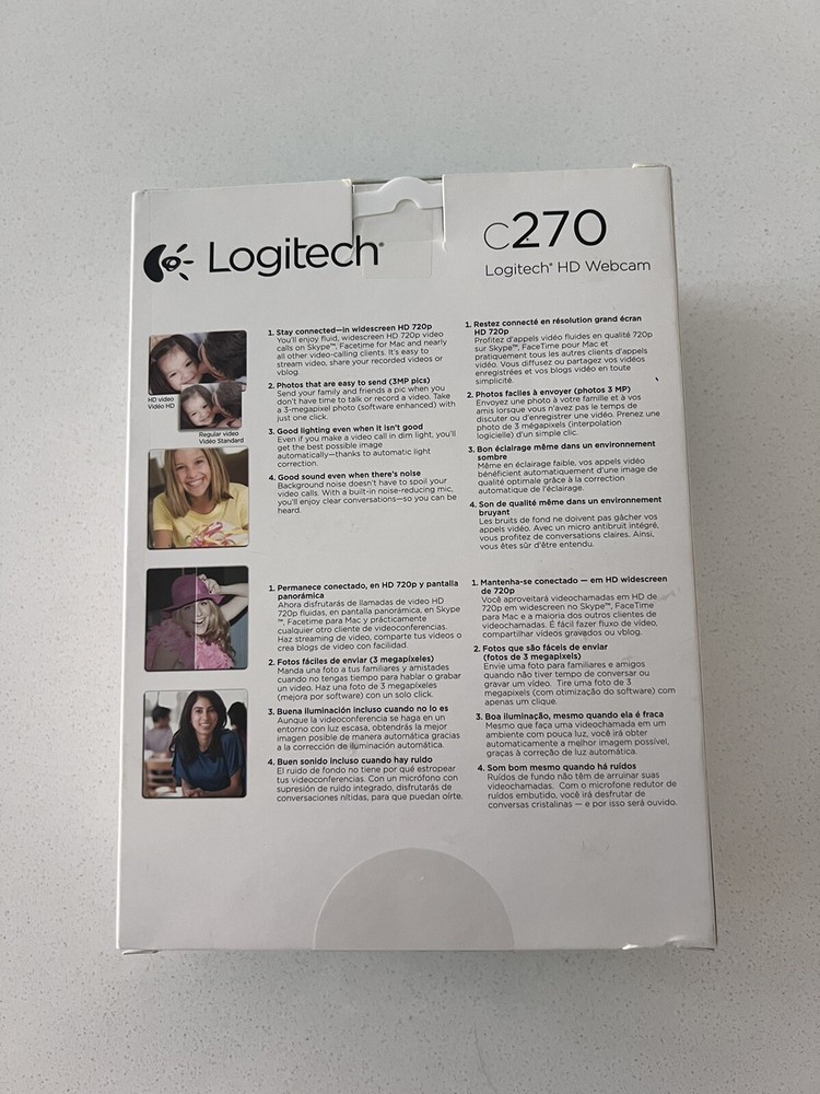Logitech C270 HD Webcam Black Widescreen New In Box