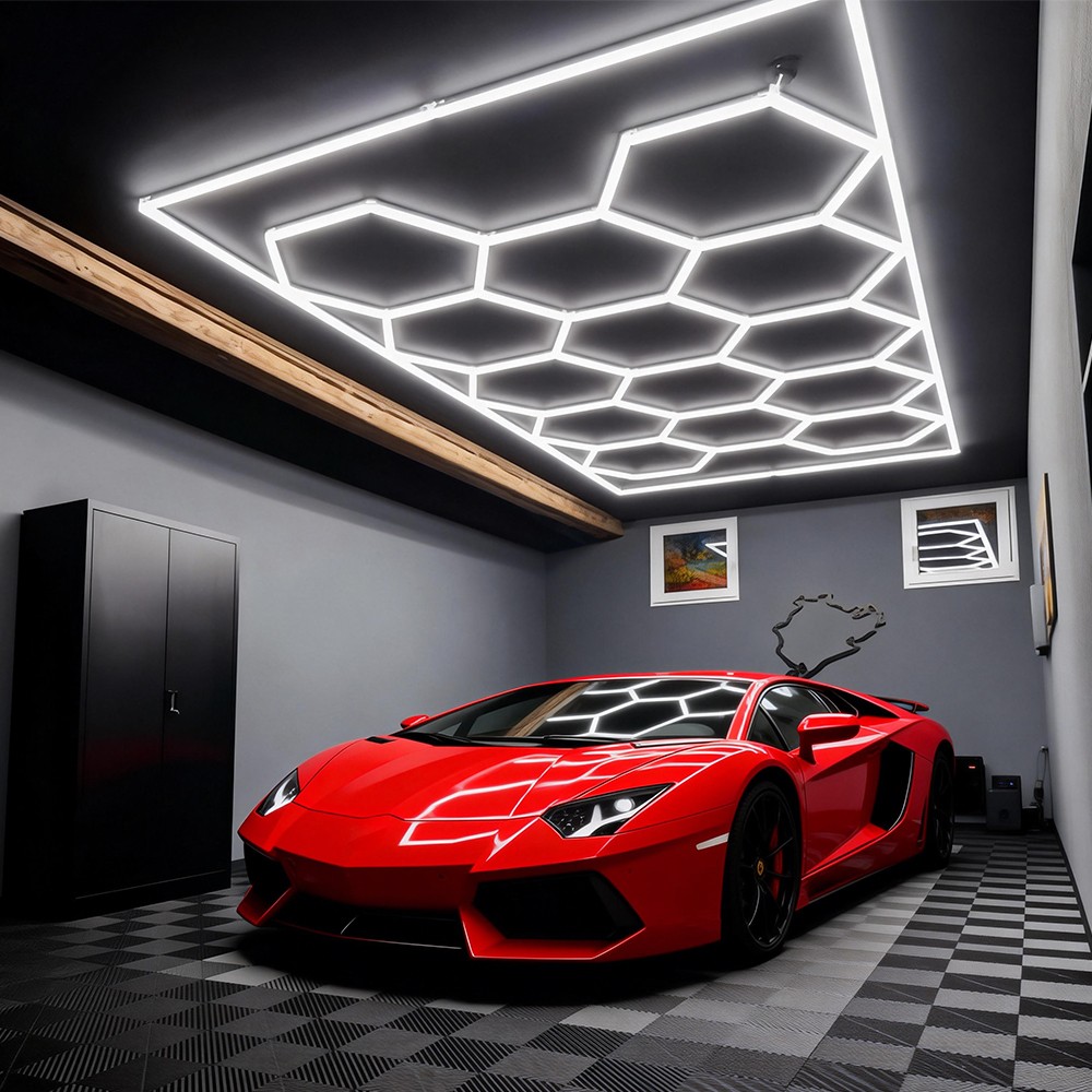 14X Hexagon LED Lighting Detailing Garage Workshop Car Retail Barber with Border