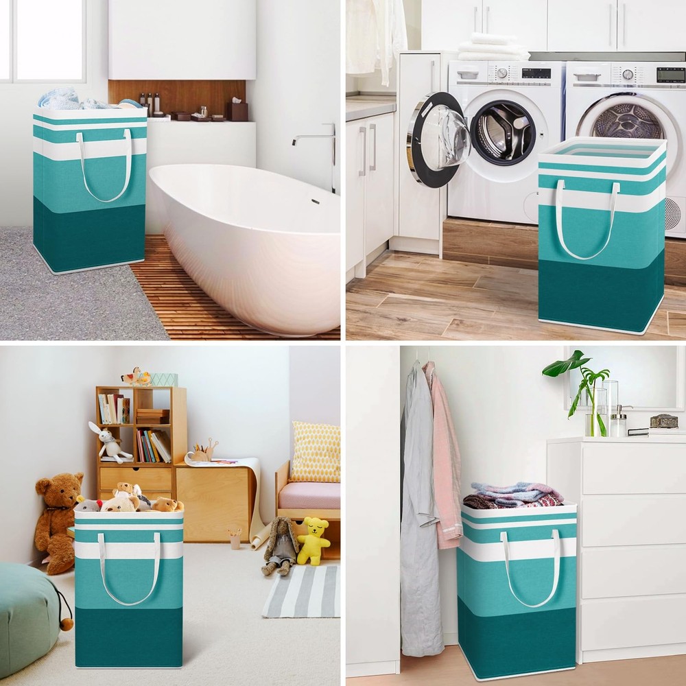 2-Pack Large Laundry Basket, Waterproof, Freestanding Laundry Hamper, Collaps...