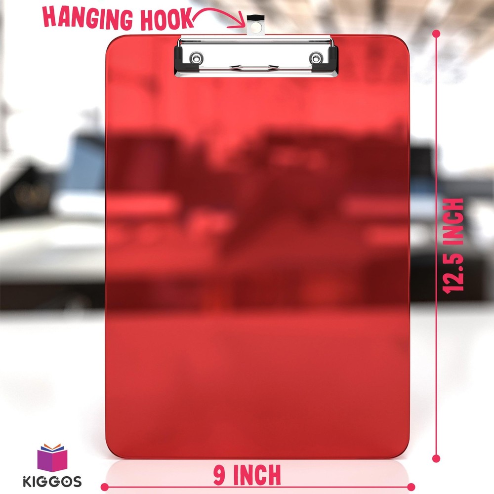 6 Pack Plastic Clipboards Colored Transparent Clear Clip Boards with Low Prof...