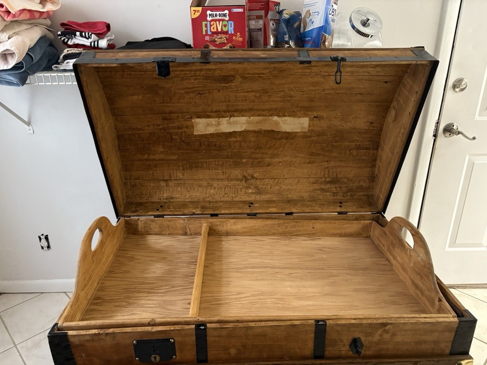 LARGE 1908 Vintage Dome Trunk with Key and Handle