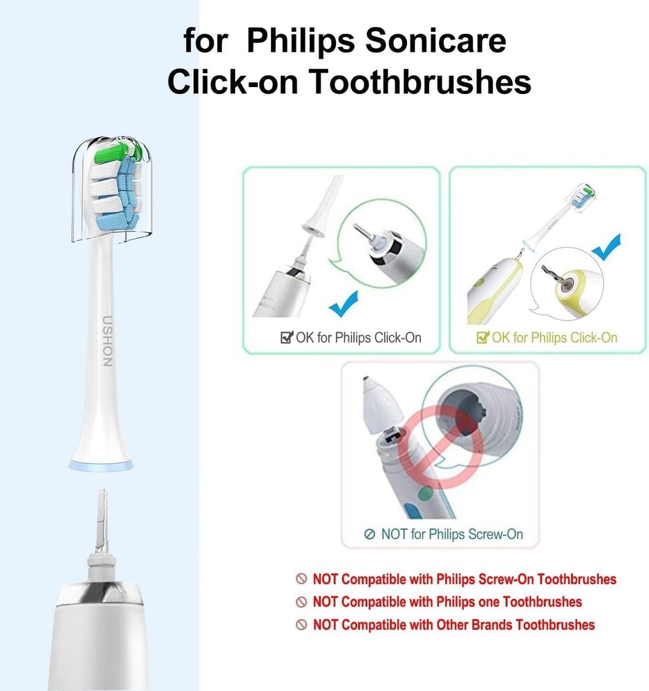 Replacement Toothbrush Heads Compatible with Phillips Sonicare Snap-on 4 Pack