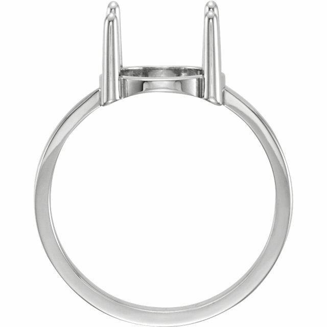 Sterling Silver Round Cabochon Cut Solitaire Ring Setting - Classic Style Ring M