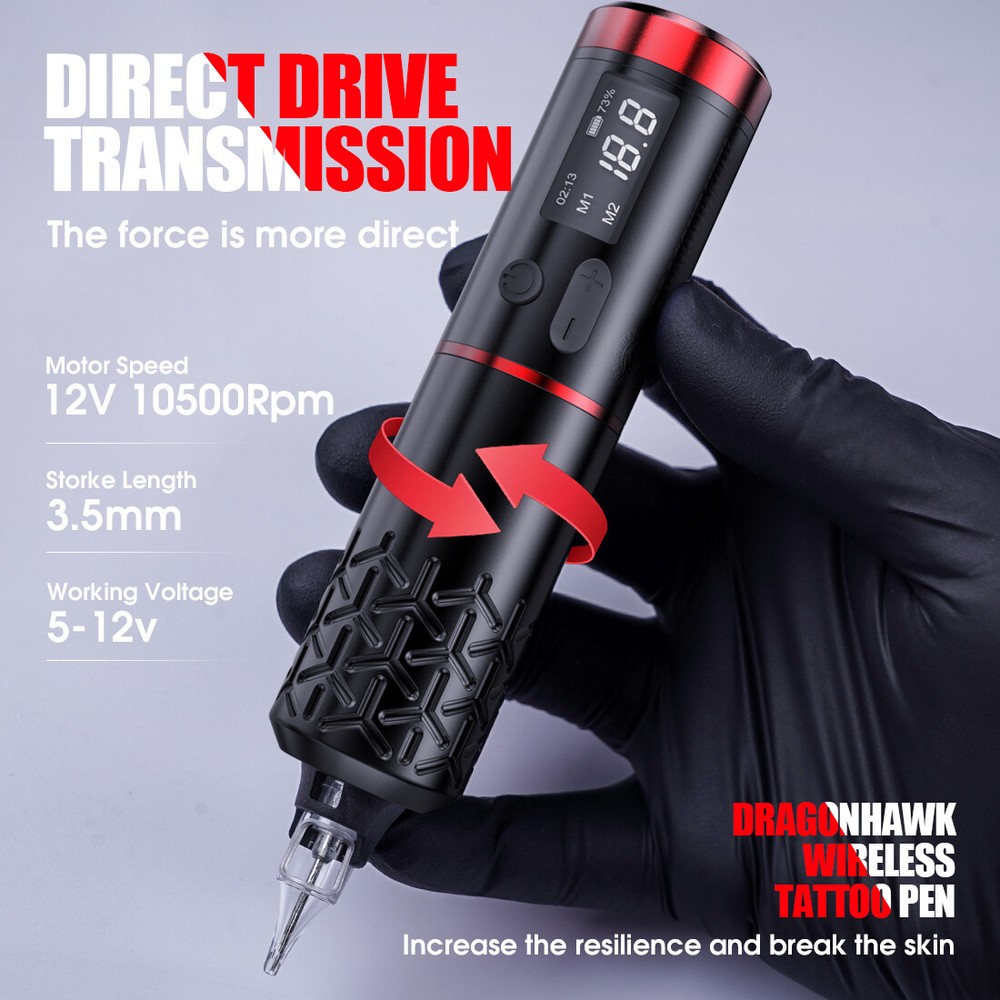 Wireless Tattoo Machine Direct Motor Permanent Makeup LCD Display Rotary Pen Kit