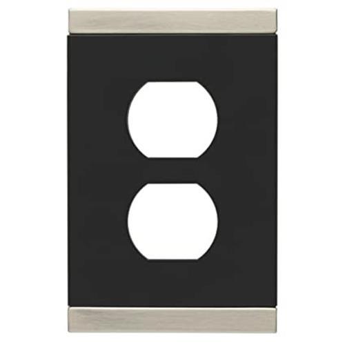 (5 Pack) Basic Stripe Single Duplex Satin Nickel and Black