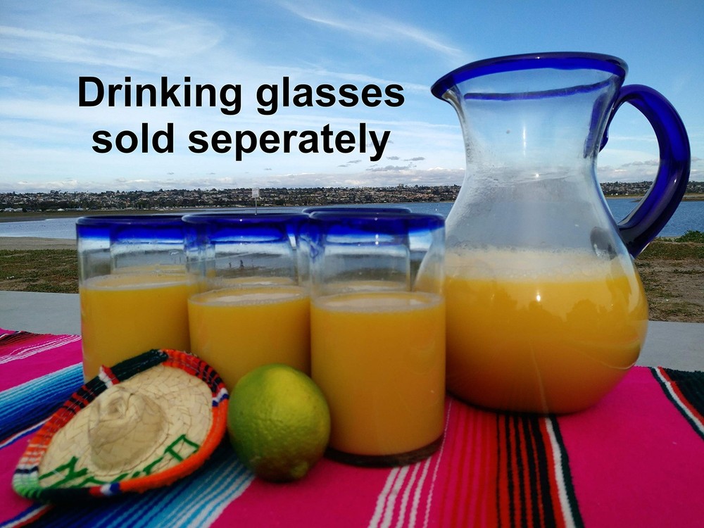 Mexican Glass Pitcher 84oz Hand Blown