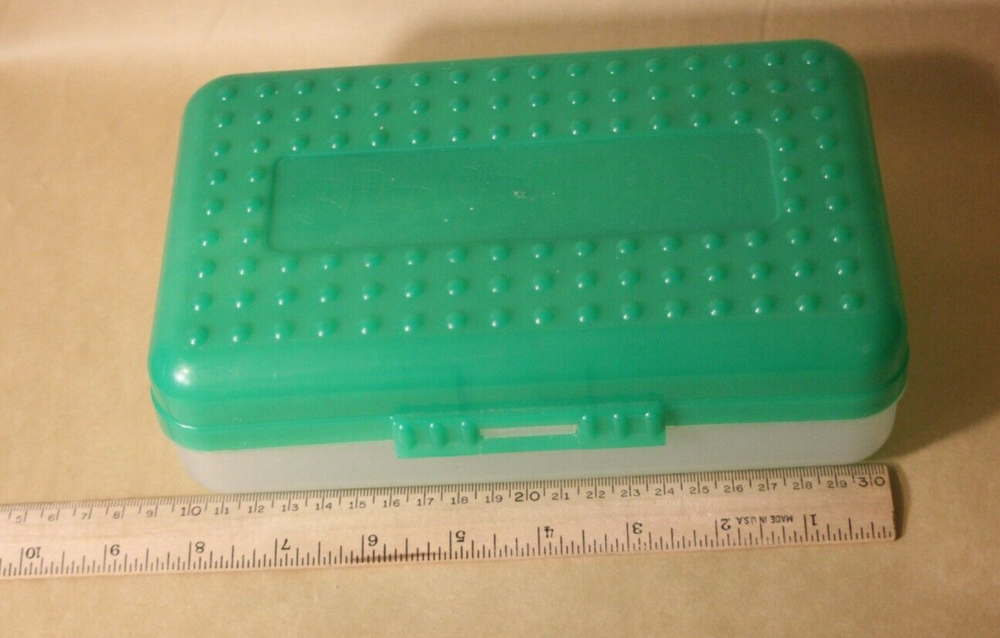Spacemaker Pencil Box Bright Green Vintage 90's Plastic Storage Case *Chipped*