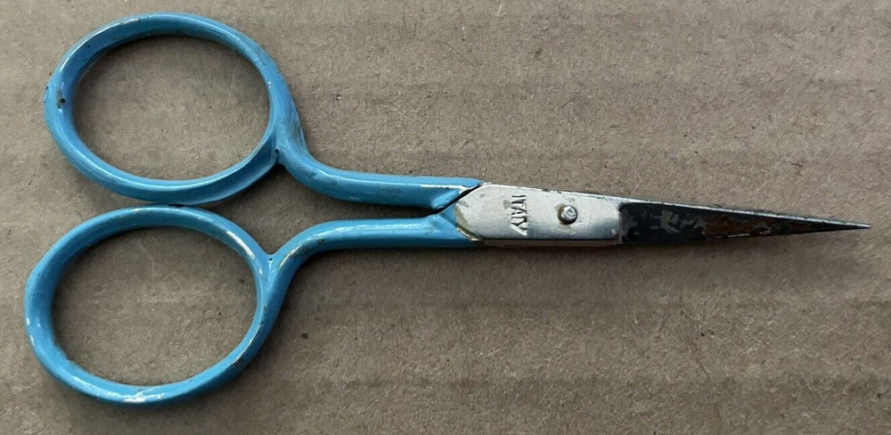 Vintage ITALY Light Blue Handled Sewing Scissors