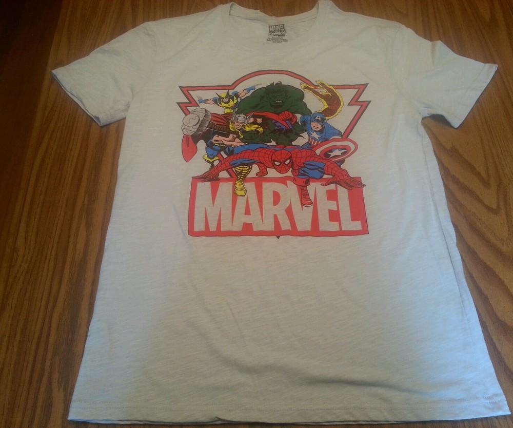 NEW Marvel Comics Men's Tee Thor, Spiderman, Captain America, Hulk + Size Medium